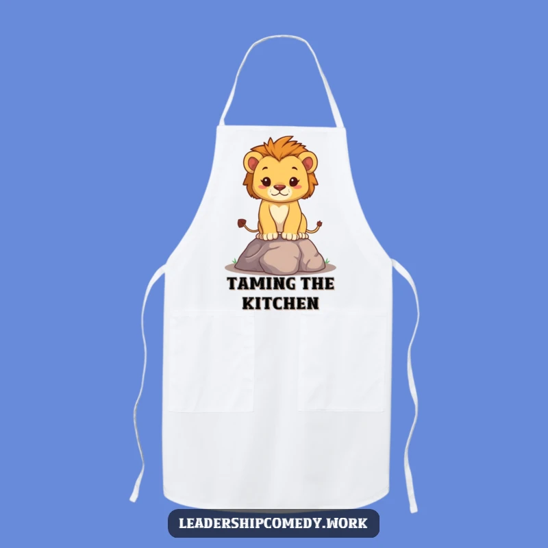 Funny Determined Lion Cub Apron: Cook with Courage and Pride, Great Funny Gift