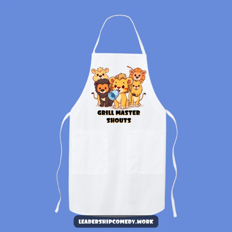 Funny Lion Cub Megaphone Apron: Leader's Kitchen Duty - Practical Funny Gift