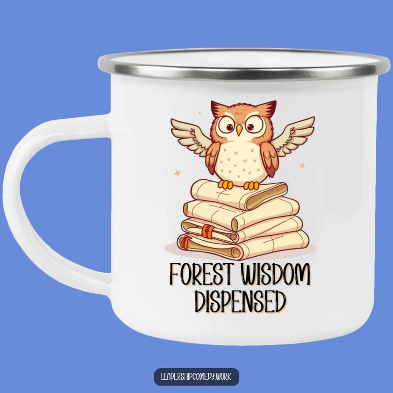 Funny Owl Scrolls Camping Mug: Trail Wisdom - Rugged Funny Gift for Hikers