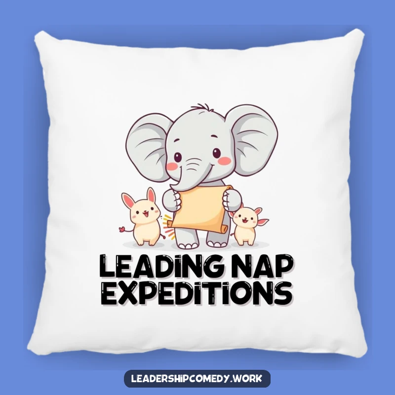 Funny Cheerful Elephant Parade Pillow: Cozy Up with Joyful Leadership, Adorable Funny Gift