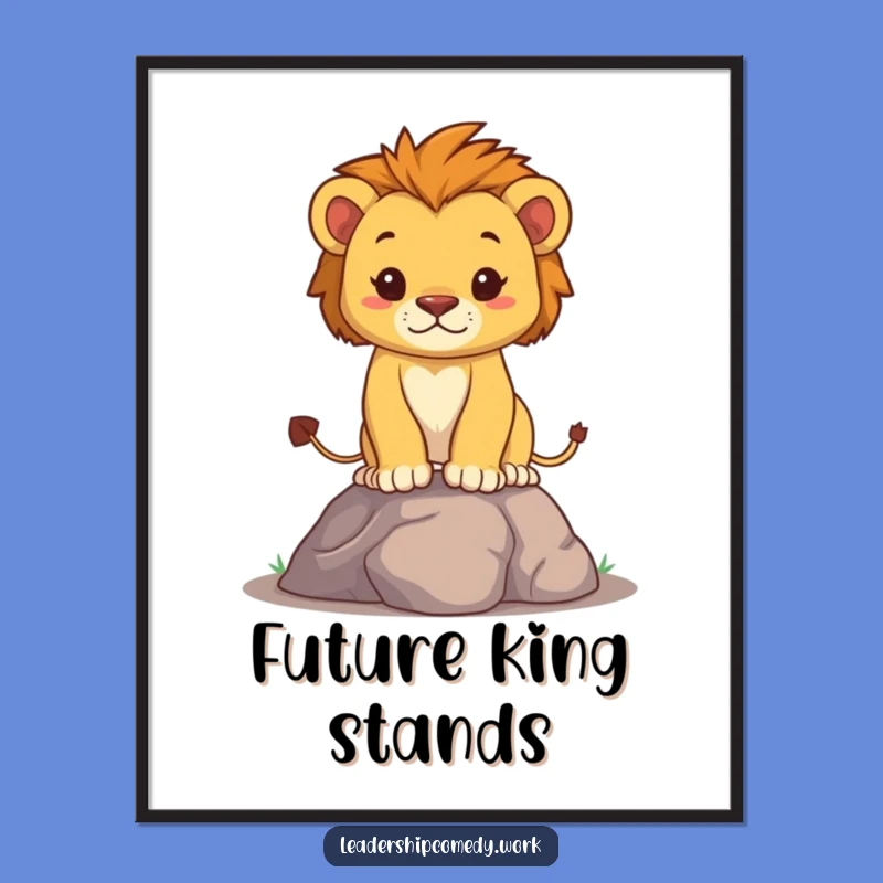 Funny Determined Lion Cub Digital Print: Instant Courage for Your Walls, Unique Funny Gift
