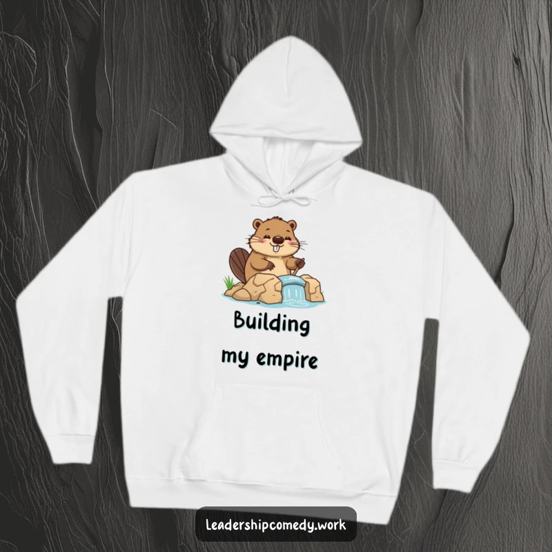 Funny beaver hoodie, cheerfully directing dam construction, offering warmth and humor. An ideal gift for workers.