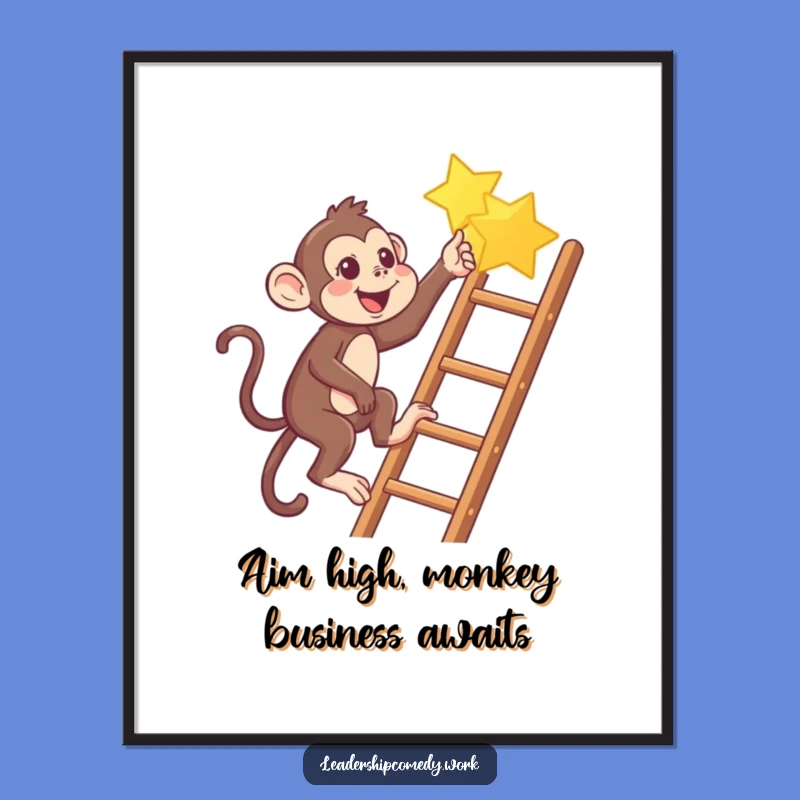 Free Printable Monkey Wall Art: Funny Star Climber Humorous Downloadable Decor
