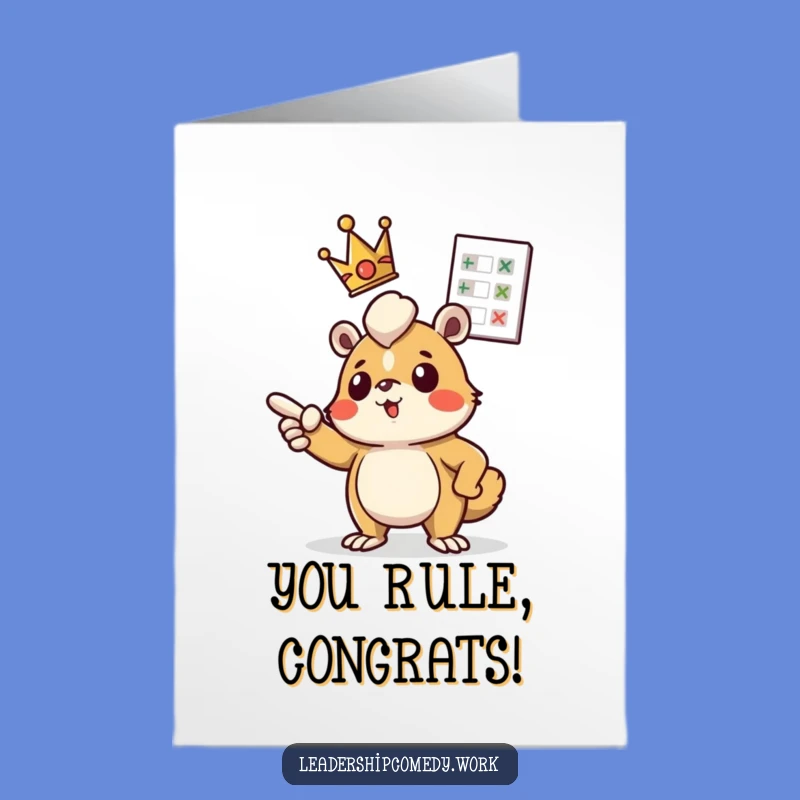 Free Printable Congrats Card: Crowned Creature Charts Success - Funny Achievement Gift