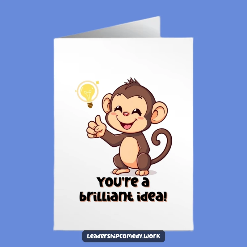 Free Printable Monkey Congratulations Card: Funny Idea Bubble Downloadable Gift for Success