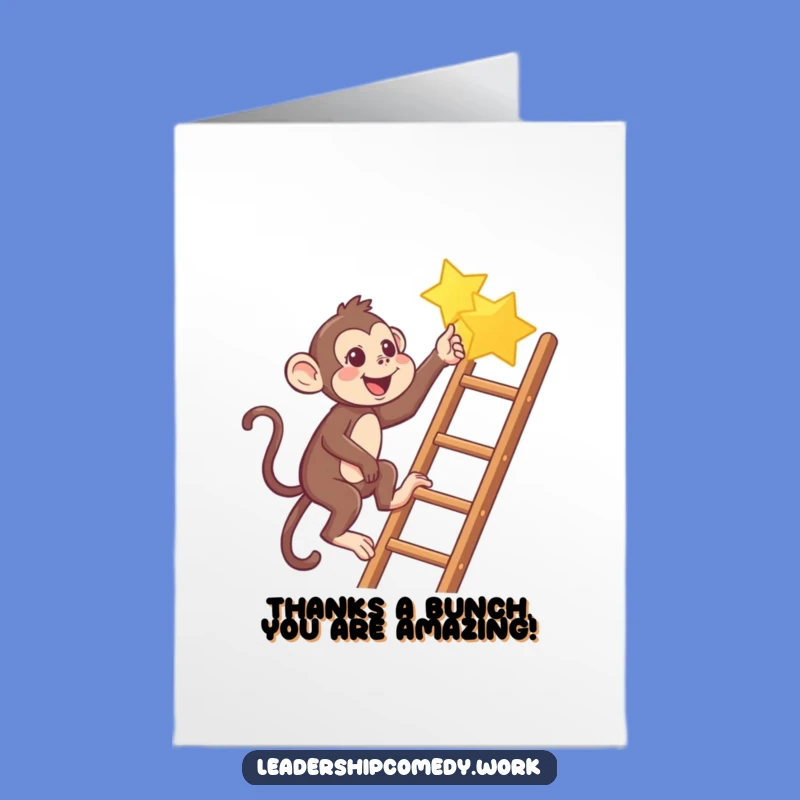 Free Printable Monkey Thank You Card: Funny Grateful Climb Star Downloadable Gift