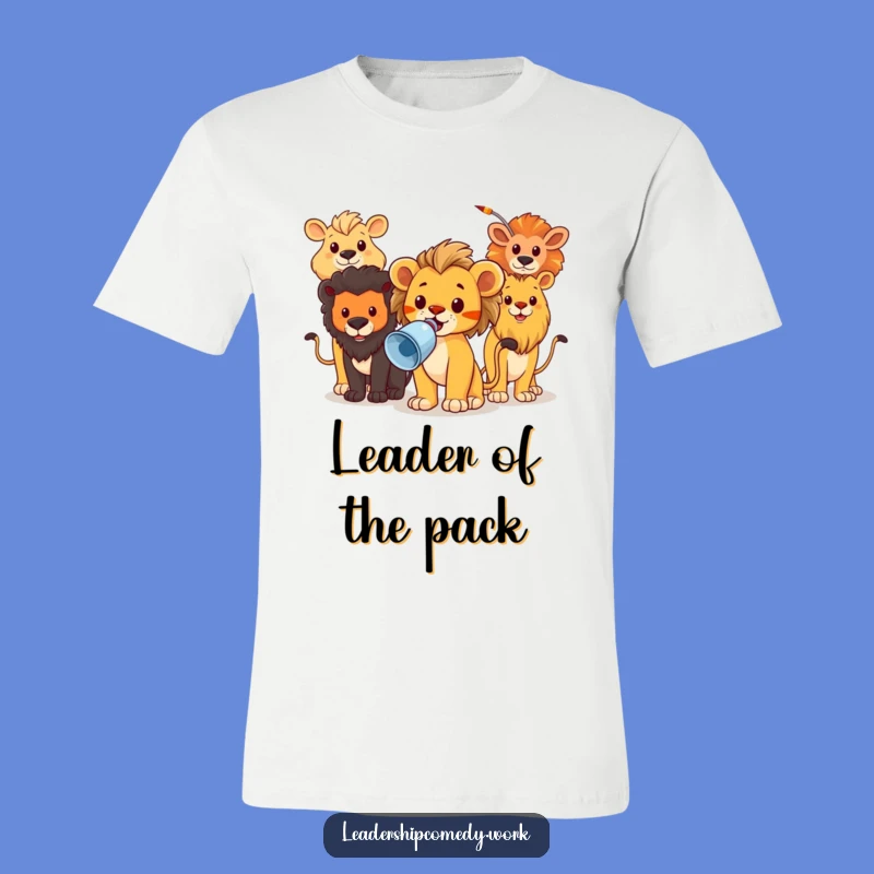 Funny Lion Cub Megaphone T-Shirt: Brave Animal Rally - Ideal Funny Gift for Leaders