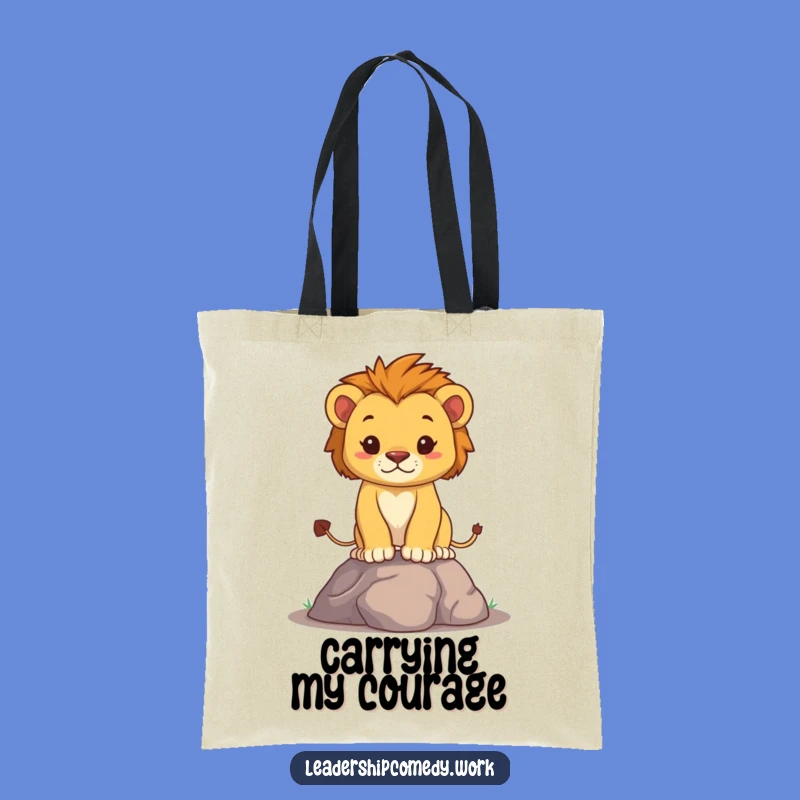 Funny Determined Lion Cub Tote Bag: Carry Your Courage with Style, Chic Funny Gift